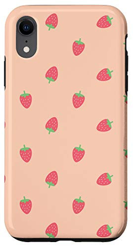 iPhone XR Strawberries Peach Kawaii Cute Pastel Cottagecore Aesthetic Case