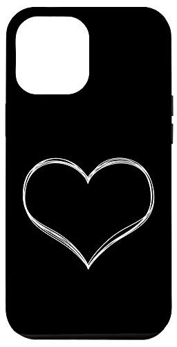 iPhone 12 Pro Max Cool Valentines Day Line Art Minimal Valentine White Heart Case