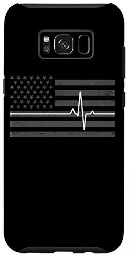 Galaxy S8plus  Thin White Line Heartbeat USA Flag EMS Paramedic EMT Gift Case