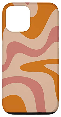 iPhone 12 mini Retro Liquid Swirl Abstract Pattern in Orange and Dusky Pink Case