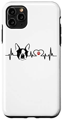 iPhone 11 Pro Max Boston Terrier Heartbeat EKG Heart Line Case