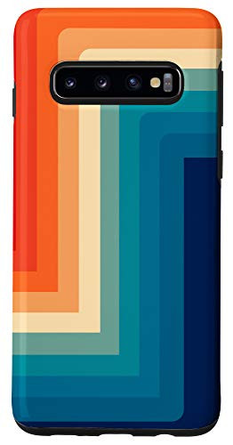 Galaxy S10 Vintage Line Pattern Red to Dark Blue Retro Design Case