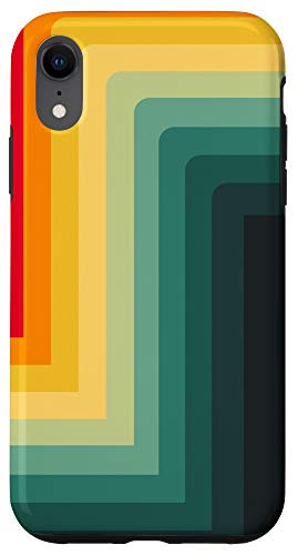 iPhone XR Vintage Line Pattern Red to Gray Retro Design Case