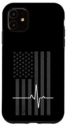 iPhone 11 Paramedic EMT Gift Thin White Line Heartbeat EMS USA Flag Case
