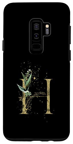 Galaxy S9plus  Modern Monogram Initial Letter H Floral Greenery Pattern Case