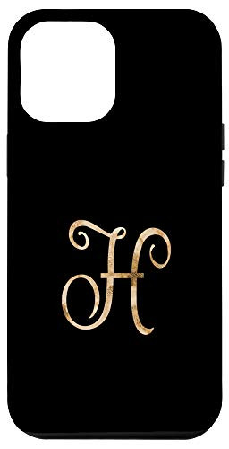 iPhone 12 Pro Max Monogram Alphabet Letter H Black Background Case