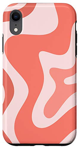 iPhone XR Liquid Swirl Abstract Pattern Coral Blush Pink Case