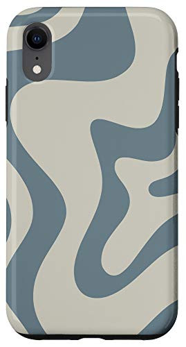 iPhone XR Liquid Swirl Abstract Pattern in Light Gray and Steel Blue Case