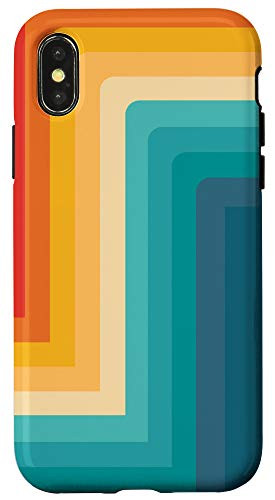 iPhone X XS Vintage Line Pattern Red Yellow Blue Retro Design Case