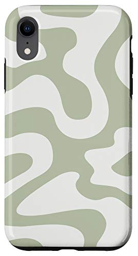 iPhone XR Liquid Swirl Pattern Light Gray Sage Green Case