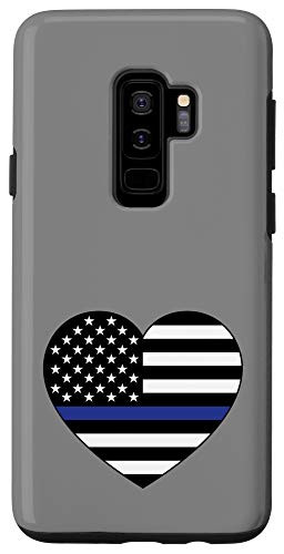 Galaxy S9plus  Thin blue line flag womens heart police officer cop wife mom Case