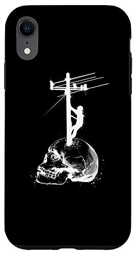 iPhone XR Lineman Gifts Line Worker Pole Climber Skull Case