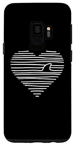 Galaxy S9 Love Shark Minimalist Line Art Drawing Shark Fin Case