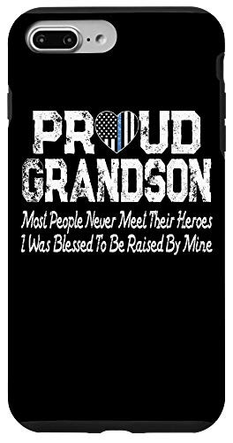 iPhone 7 Plus 8 Plus Proud Grandson Thin Blue Line Flag Heart Police Support Case