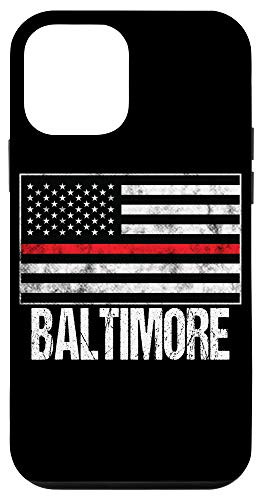 iPhone 12 mini Thin Red Line American Flag Baltimore Firefighter Support Case