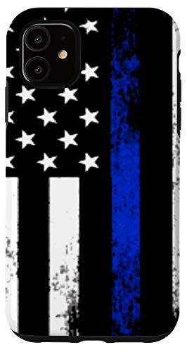 iPhone 11 Thin Blue Line Police USA Flag Gift Case