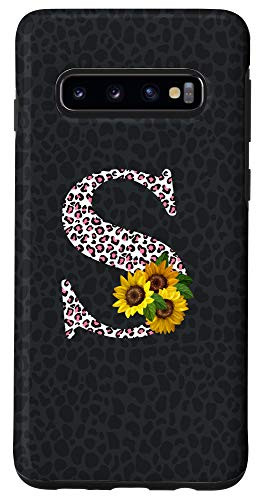 Galaxy S10 Leopard Cheetah Animal Print Sunflower Letter S Monogram Case