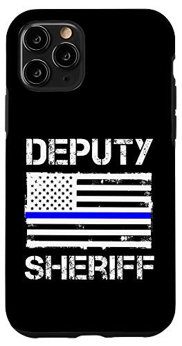 iPhone 11 Pro Deputy Sheriff Thin Blue Line Big US American Flag Gift Idea Case
