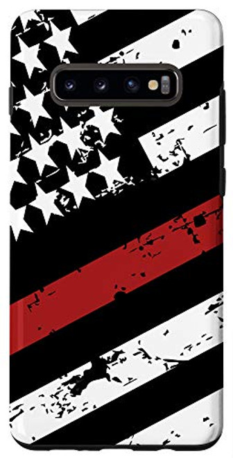 Galaxy S10plus  Distressed Firefighter Thin Red Line US Flag Fireman Case