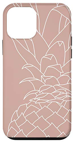 iPhone 12 mini Pineapple Tropical Fruit Food Line Art Modern Blush Pink Case