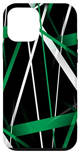 iPhone 12 mini Seamless Abstract Aqua and White Lines On Black Pattern Case