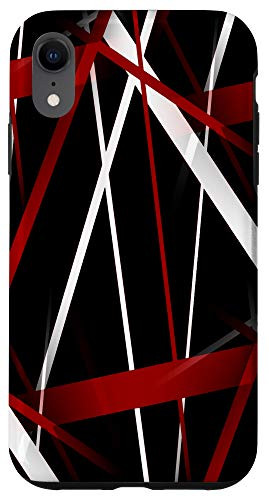 iPhone XR Seamless Abstract Red and White Lines On Black Pattern Case
