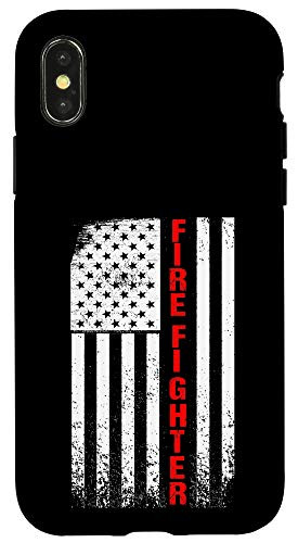 iPhone X XS Firefighter USA Flag Vintage Thin Red Line Fireman Gift Case