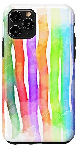 iPhone 11 Pro Cool Rainbow Watercolor Vintage Abstract Wavy Lines Gift Case
