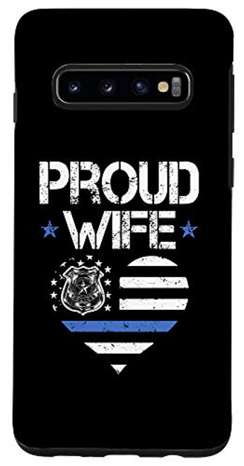 Galaxy S10 Proud Police Officer Wife Blue Line US Flag Proud Cops Wife Case