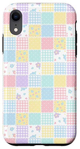 iPhone XR Pastel Aesthetic Quilt Flowers Gingham Kawaii Cottagecore Case