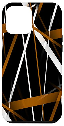 iPhone 12 Pro Max Seamless Abstract Sienna and White Lines On Black Pattern Case