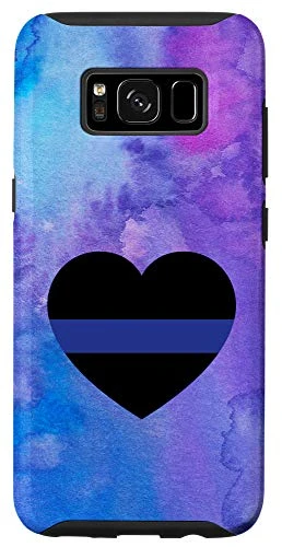 Galaxy S8 Thin blue line womens heart purple blue police officer cop Case