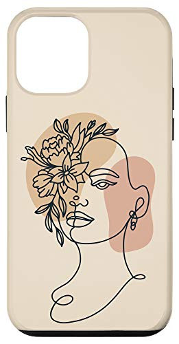 iPhone 12 mini Abstract minimalist woman face line art Floral Flower Case