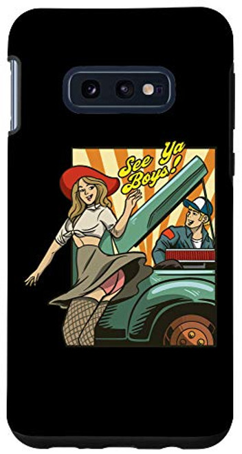 Galaxy S10e 80s pinup girl sitting on a wrench motorbike motorcycle Case