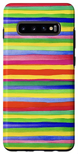 Galaxy S10plus  Vintage Red Green Yellow Pink Lines Case