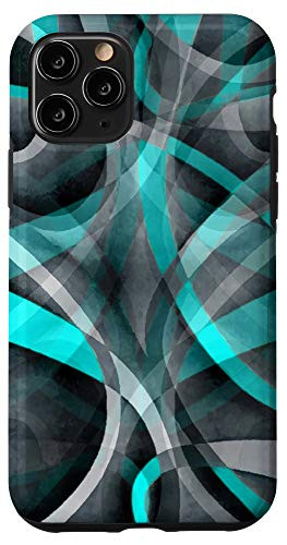 iPhone 11 Pro Eighties Turquoise and Grey Arched Line Pattern Case