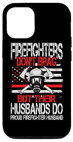 iPhone 12 12 Pro Proud Firefighter Husband Thin Red Line US Flag Case