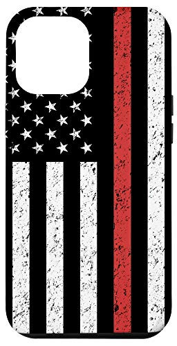 iPhone 12 Pro Max Red US American Flag Line Cool Firefighter Gifts Case