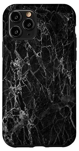 iPhone 11 Pro Marbled Black Gray Scattered Lines Abstract Modern Black Case