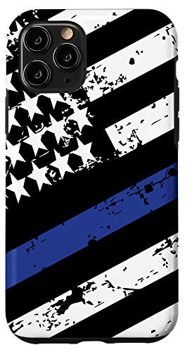 iPhone 11 Pro Distressed Police Thin Blue Line US Flag Case