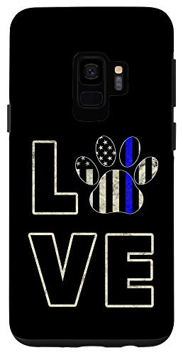 Galaxy S9 Thin Line Blue Police Dog Paw Cop Gift Case