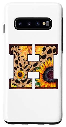 Galaxy S10 Letter H Leopard Cheetah Sunflower Decor Themed Decoration Case