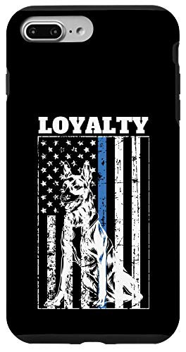 iPhone 7 Plus 8 Plus Best K9 Police Gift - LOYALTY K9 Cop Thin Blue Line Flag Case