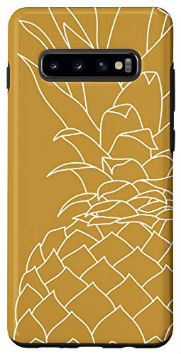 Galaxy S10plus  Pineapple Tropical Fruit Food Line Art Modern Mustard Yellow Case