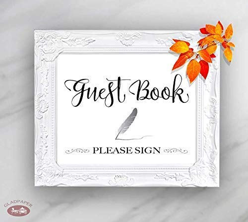 Guestbook please sign signage Feathered pen guestbook sign for wedding reception decoration Guest book Calligraphy guestbook sign
