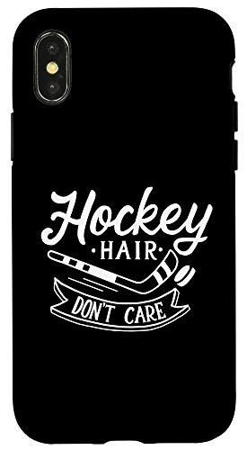 iPhone X XS Hockey Hair Dont Care Cute Funny Ice Hockey Girl Case
