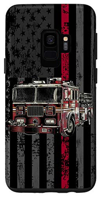 Galaxy S9 Distressed US Flag Fireman Thin Red Line Firefighter Gift Case