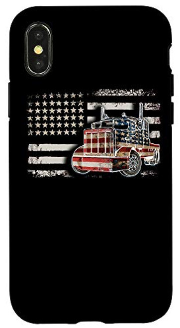 iPhone X XS Semi Truck Driver 18 Wheeler Trucker Gift US American Flag Case iPhone X XS Semi Truck Driver 18 Wheeler Trucker Gift US American Flag Case