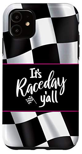 iPhone 11 Finish Line Checkered Flag Racing Quote Its Raceday Yall Case