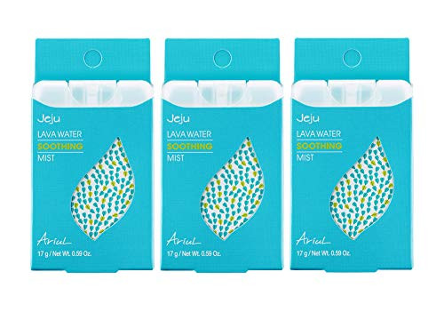 Ariul Jeju Lava Water Mist Soothing  3pc X 0.59 oz  Facial Toner Makeup Setting Spray Unscented Pocket Travel Size 100 percent EWG Green Graded Nutrients